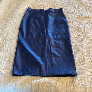 Vintage Blue Leather Pencil Skirt